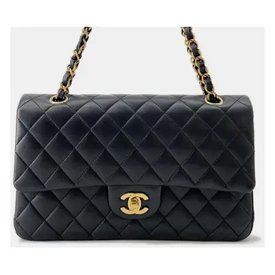 Chanel Black Lambskin Classic Double Flap Shoulder Bag