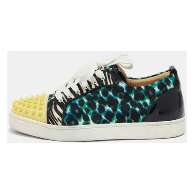 Christian Louboutin Multicolor Glitter and Patent Leather Louis Junior Low Top Sneakers Size