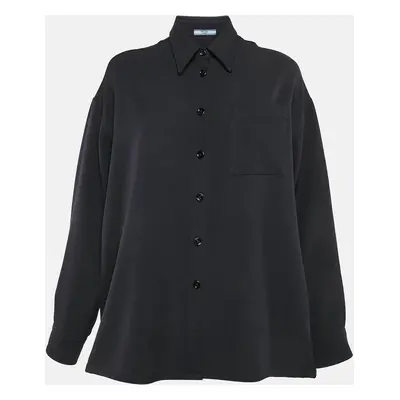 Prada Navy Blue Wool Drill Oversized Shirt