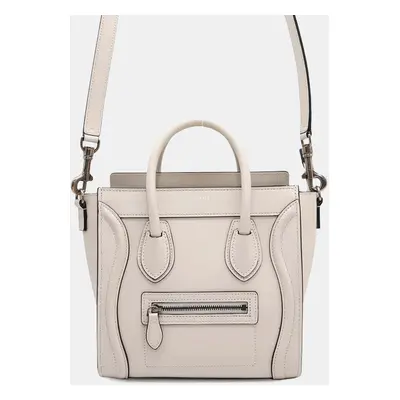 Celine White Leather Size Nano Luggage Shopper Bag