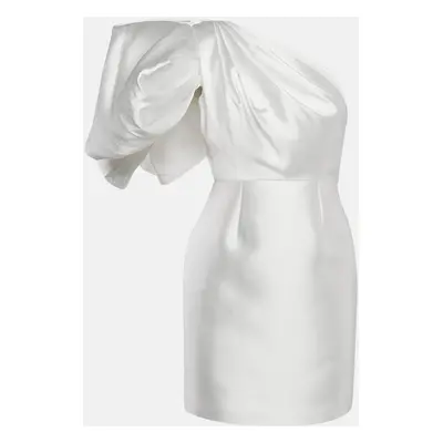 Solace London White Crepe One-Shoulder Puff Sleeve Hayes Mini Dress