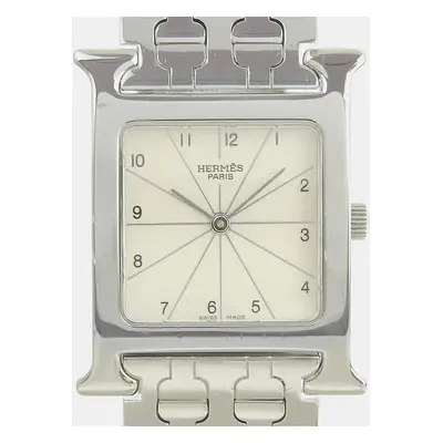 Hermes Silver Stainless Steel Heure H HH1.510 Quartz Women's Wristwatch mm