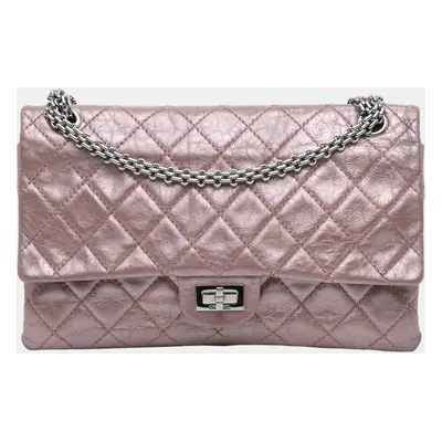 Chanel Pink Metallic Leather Reissue 2.55 Double Flap Shoulder Bag