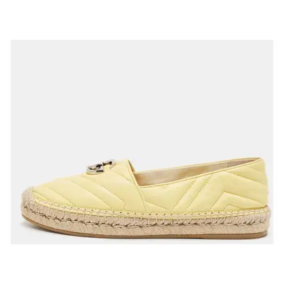 Gucci Yellow Matelassé Leather GG Marmont Espadrille Flats Size 37.5