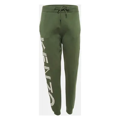 Kenzo Green Cotton Knit Printed Track Pants