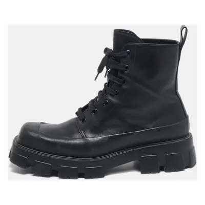 Prada Black Leather Combat Boots Size