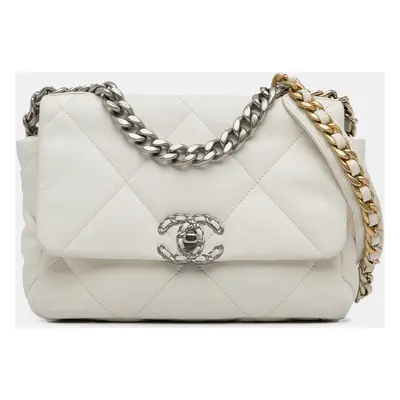 Chanel White Lambskin Medium Flap Bag