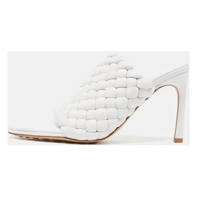 Bottega Veneta White Quilted Leather Curve Slide Sandals Size