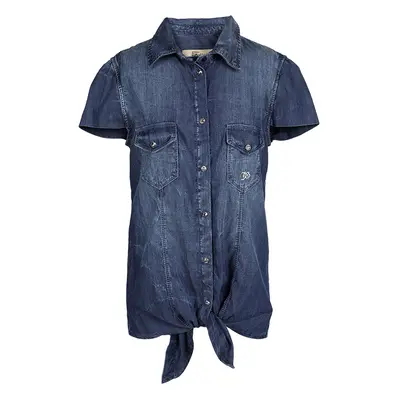 John Galliano Kids Indigo Washed Faded Effect Denim Tie Bottom Shirt