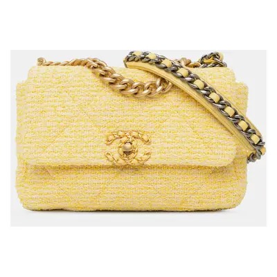 Chanel Yellow Medium Tweed Flap Bag