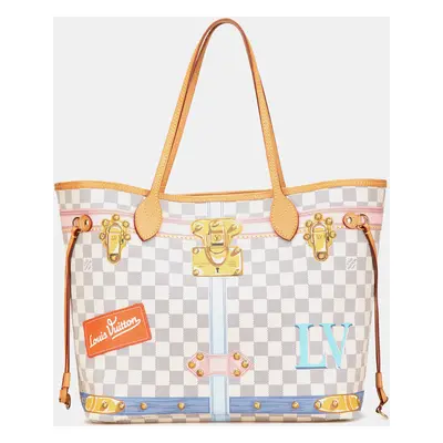 Louis Vuitton White Damier Azur Summer Trunks Neverfull MM Tote Bag