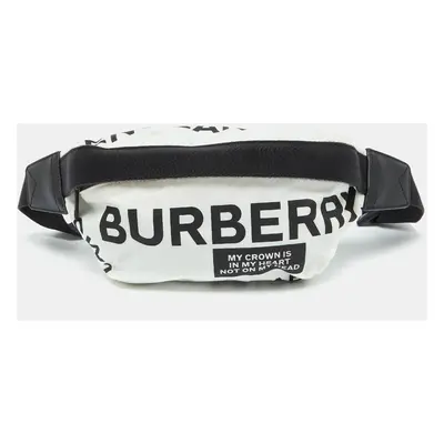 Burberry White Fabric Sonny Medium Logo Belt Bag