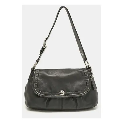 Coach Black Leather Flap Shoulder Bag