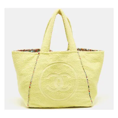 Chanel Yellow Terry Cloth CC Beach Tote w/Towel Set