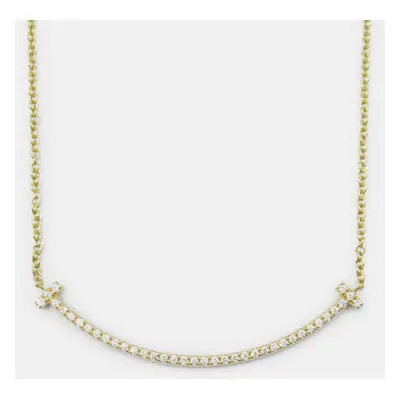 Tiffany & Co. 18K Yellow Gold T Smile Diamond Pendant Necklace