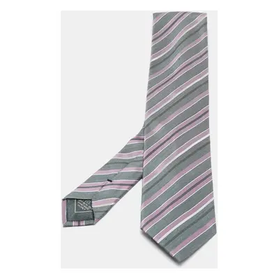 Brioni Grey/Purple Diagonal Striped Silk Classic Tie