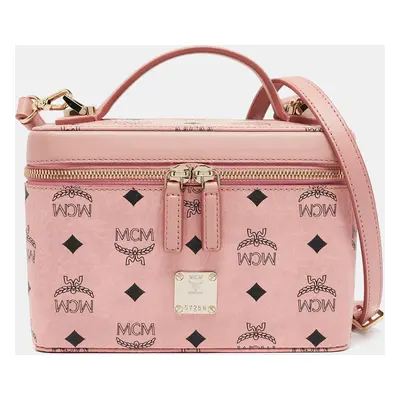 MCM Pink Visetos Coated Canvas and Leather Rockstar Vanity Case Bag