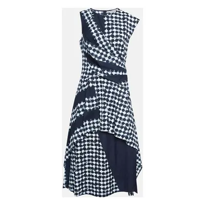 Sportmax Blue Printed Cotton Flared Midi Dress