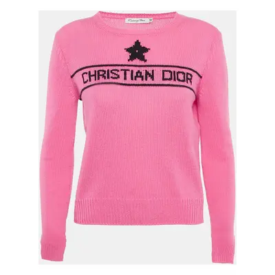 Christian Dior Pink Star Logo Intarsia Sweater