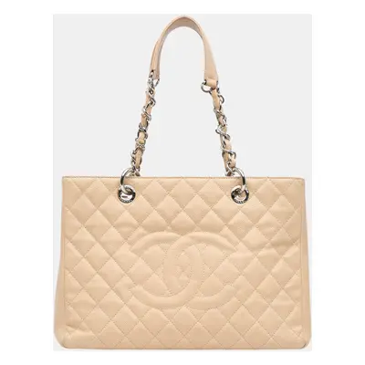 Chanel Beige Caviar Grand Shopping Tote Bag