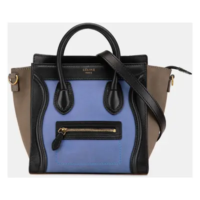 Celine Multicolor Nano Tricolor Leather Luggage Tote Bag