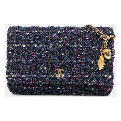 Chanel Blue CC Tweed Charms Wallet On Chain