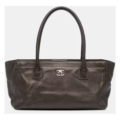 Chanel Brown Small Metallic Calfskin Executive Cerf Tote