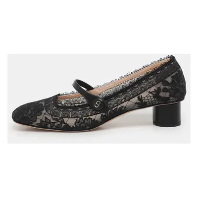 Dior Black Lace and Leather D-Grace Pumps Size