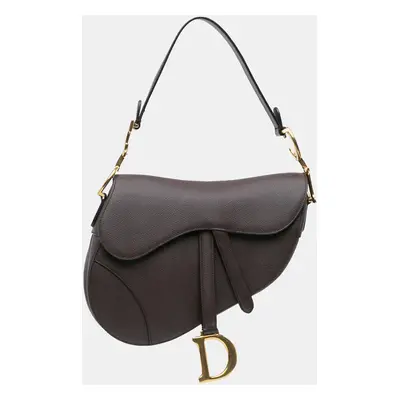 Dior Burgundy Grained Calfskin Saddle Bag