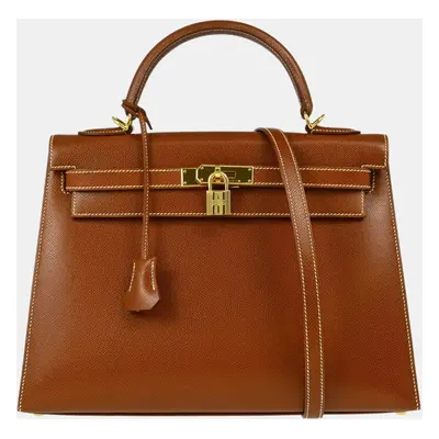 Hermes Noisette Lisse Kelly Sellier Handbag