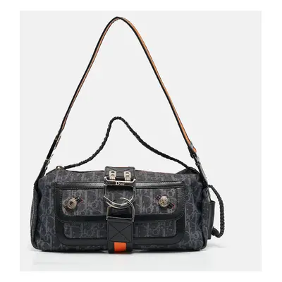 Dior Navy Blue/Orange Denim Diorissimo Flight Shoulder Bag