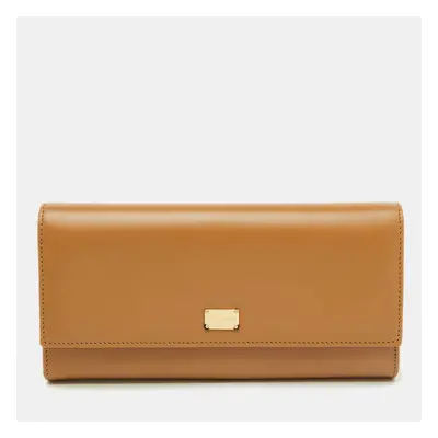 Dolce & Gabbana Beige Leather Flap Continental Wallet