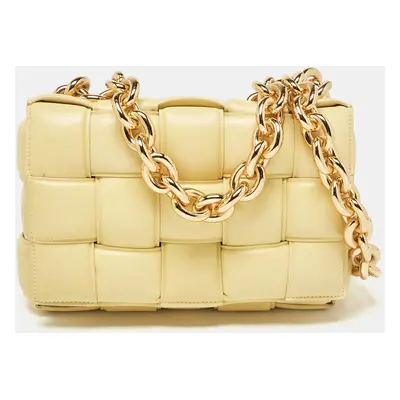 Bottega Veneta Yellow Intrecciato Leather Padded Cassette Chain Bag