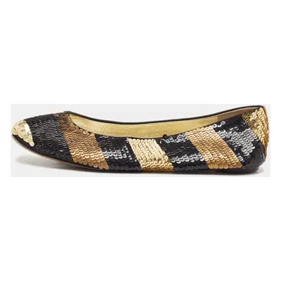 Dolce & Gabbana Black/Gold Sequin Ballet Flats Size 40.5