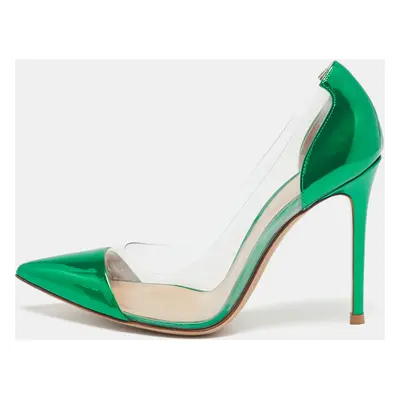 Gianvito Rossi Metallic Green Leather and PVC Plexi Pumps Size