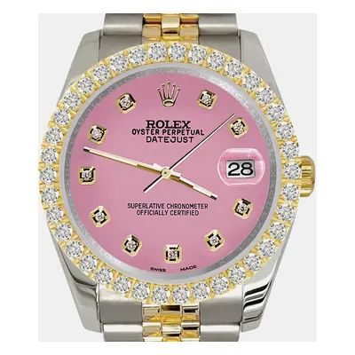 Rolex datejust 3.05ct diamond bezel hot pink dial jubilee Wristwatch