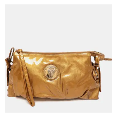 Gucci Gold Textured Patent Leather Hysteria Clutch