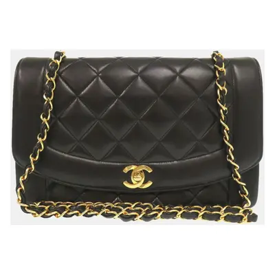 Chanel Black Lambskin Diana Medium Matelasse Shoulder Bag