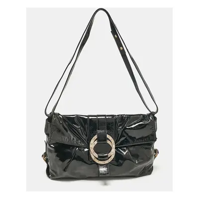 Bvlgari Black Patent Leather Chandra Flap Crossbody Bag