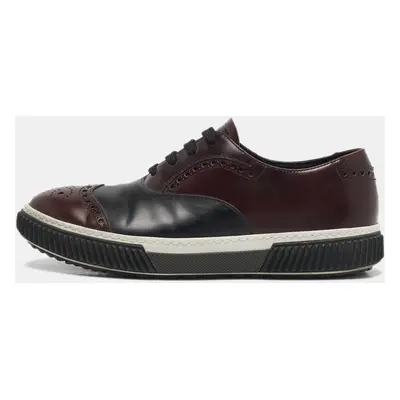 Prada Sport Burgundy/Black Leather Brogues Lace Up Sneakers Size