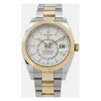 Rolex White Steel 18K Yellow Gold Sky-Dweller Automatic Men's Wristwatch