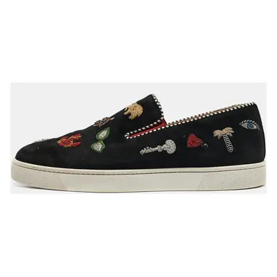 Christian Louboutin Black Suede Pik N Luck Slip On Sneakers Size 40.5