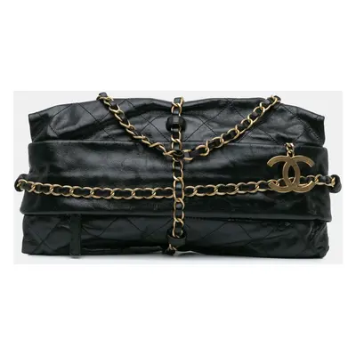 Chanel Black Aged Calfskin Midnight Swim Baluchon Bag