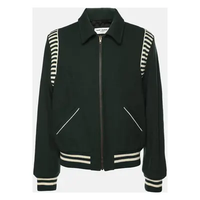 Saint Laurent Green Virgin Wool Zip Jacket