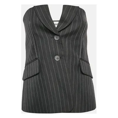 Jonathan Simkhai Charcoal Grey Pinstripe Tailored Bustier