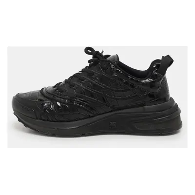 Givenchy Black Croc Embossed Leather GIV Low Top Sneakers Size