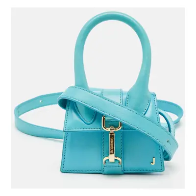 Jacquemus Light Blue Leather Mini Le Chiquito Montagne Top Handle Bag