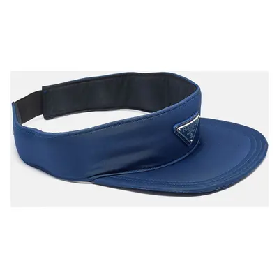 Prada Blue Enameled Metal Triangle Logo Nylon Visor