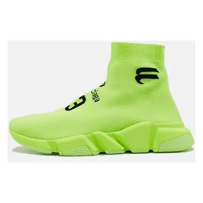 Balenciaga Neon Yellow Knit Fabric Speed LT Soccer Sneakers Size