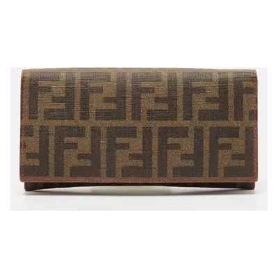 Fendi Tobacco Zucca Coated Canvas Continental Wallet